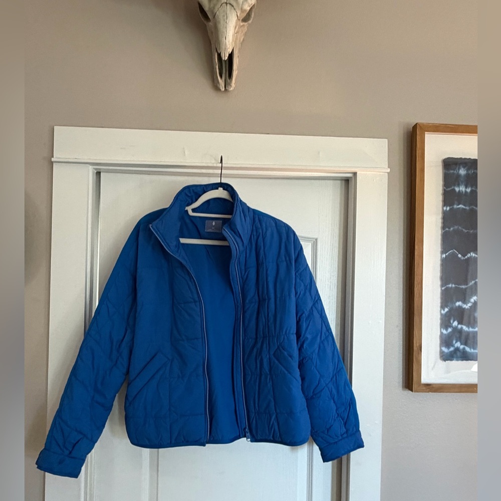 Free People Vibrant Blue Puffer Jacket